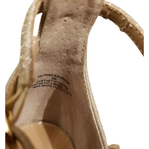 Steve Madden Skyrise Platform Chunky Heel Mary Jane Women's Size 9 Gold Glitter - Picture 4 of 9